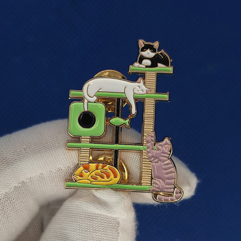 

Interesting Cat Shelf Brooch For Animal Enthusiast, Cute Badge For Backpack Clothes