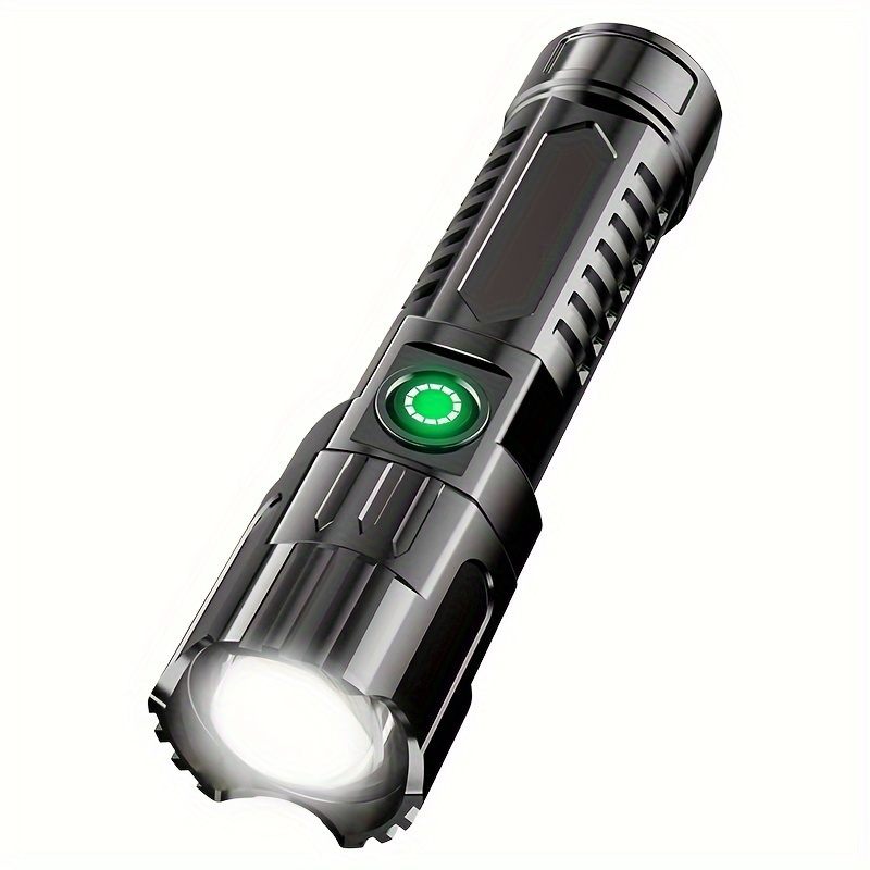 Super-Bright LED Rechargeable Flashlight, 3 Lighting Modes, High Low Strobe, 13.0 cm, USB Cable Included, Ideal for Outdoor Adventures