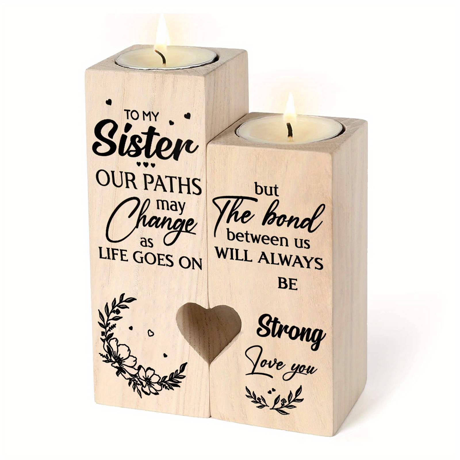 

2pcs/set To My Sister, Sisters Candle Holder Gift, Personalized Candle Gifts For Women, Sister Birthday Gifts From Sister (candles Are Not Included)