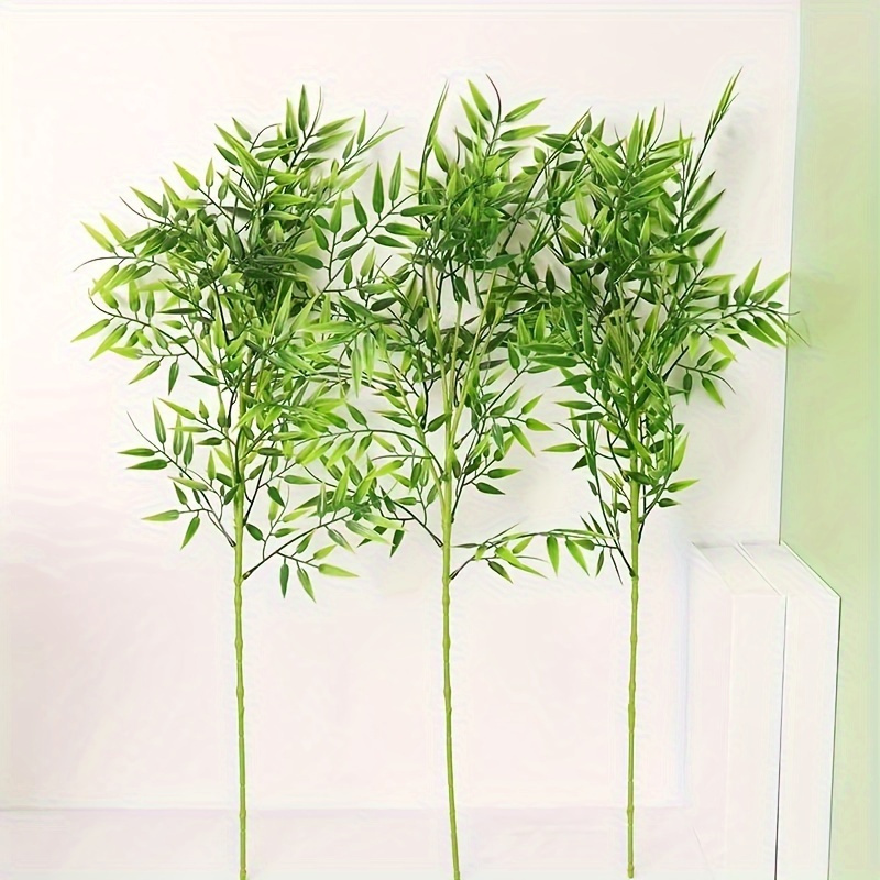 

10pcs Artificial Bamboo Leaves Branches, Plastic Fake Greenery Plants For Indoor Decor, No-electricity Required Faux Foliage For Home Landscaping