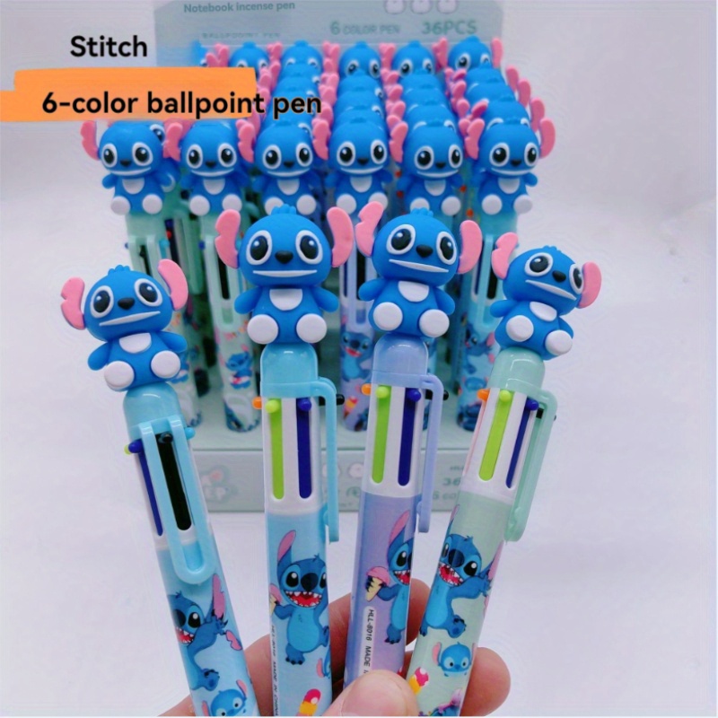 

Disney Authorized Stitch 6-color Gel Ink Rollerball Pens, Cartoon Character Multi-color Doodle Pen For Students, Office Supplies By Ume - Pack Of 1