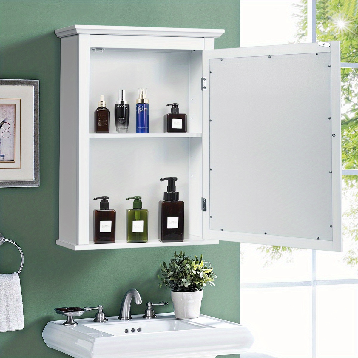 

Giantex Bathroom Mirror Cabinet Wall Mounted Adjustable Shelf Medicine Storage White