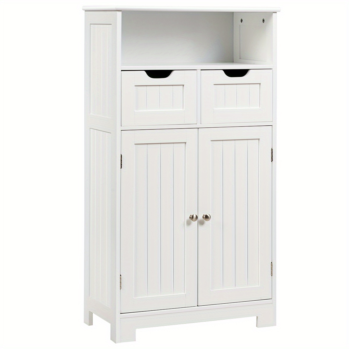 

Giantex Bathroom Floor Cabinet Wooden Storage Organizer Side Cabinet W/2 Drawer 2 Doors