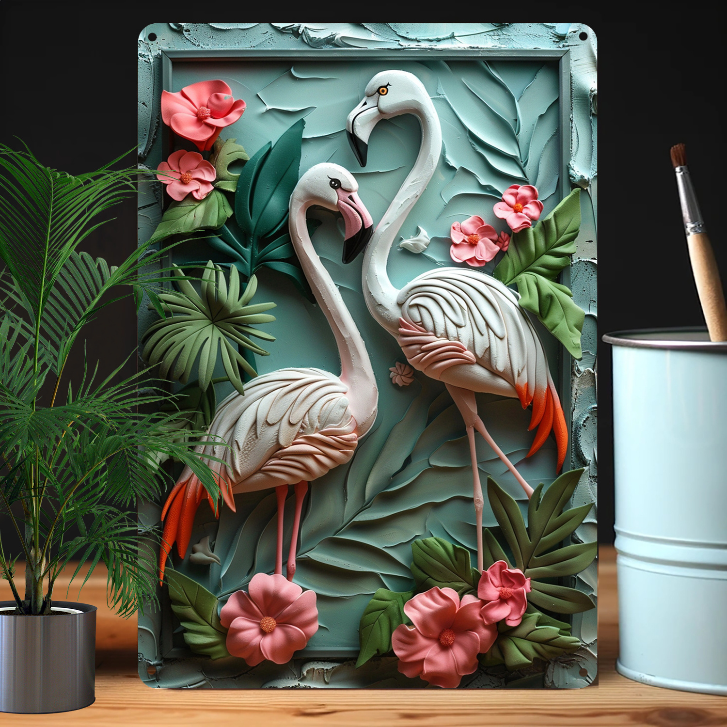

Flamingo-themed Aluminum Metal Tin Sign - 8x12 Inches, Vintage Spring & Summer Decor For Home, Office, Gym, Kitchen, Studio - Perfect Father's Day Gift