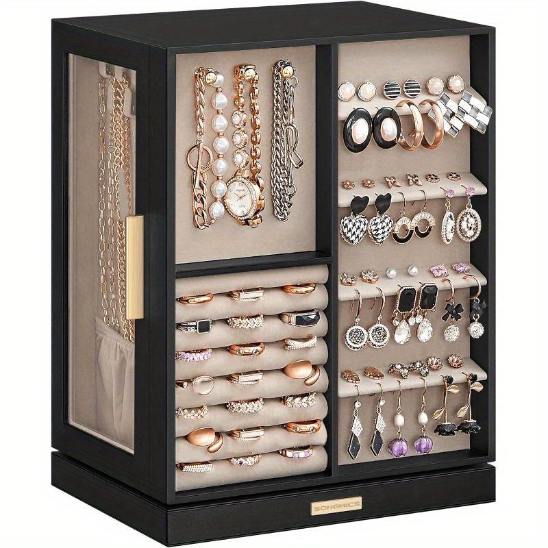 

Songmics Jewelry Box 360° Rotating, Jewelry Storage Case With 5 Drawers, Jewelry Organizer, Glass Window, Spacious, Vertical Jewelry Storage, Open Design, Great Gift
