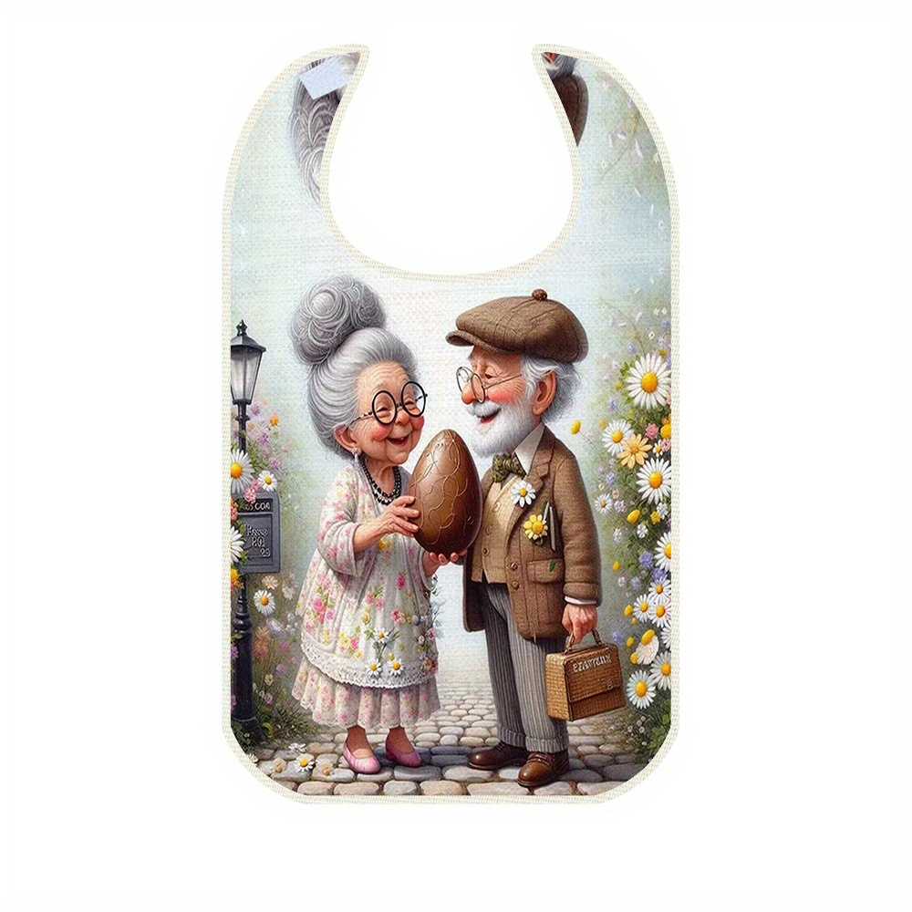 1pc, Printed Character Pattern Bib Adult Eating Bib Practical