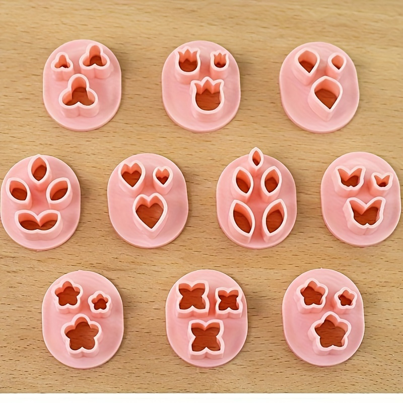 

10-piece Polymer Clay Cutter Set - Mini Crafting Tools With Flower, Leaf & Butterfly Shapes For Diy Earrings And Jewelry Making, Durable Plastic