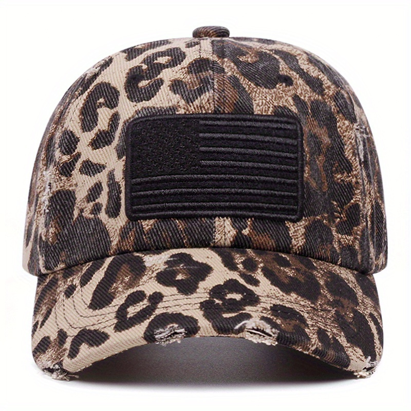 

Cool Hippie Classic Sexy Leopard Print Baseball Cap, Embroidery Black Usa Flag Trucker Hat, Snapback Hat For Casual Leisure Outdoor Sports