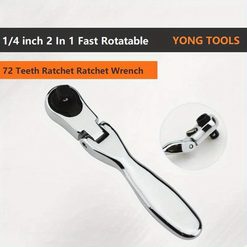 

1pc, 1/4 Fast Rotatable Mini Ratchet Wrench Set, 72 Teeth Socket Wrench Rod Ratchet, 2in 1 Dual Head Screwdriver Quick Tool