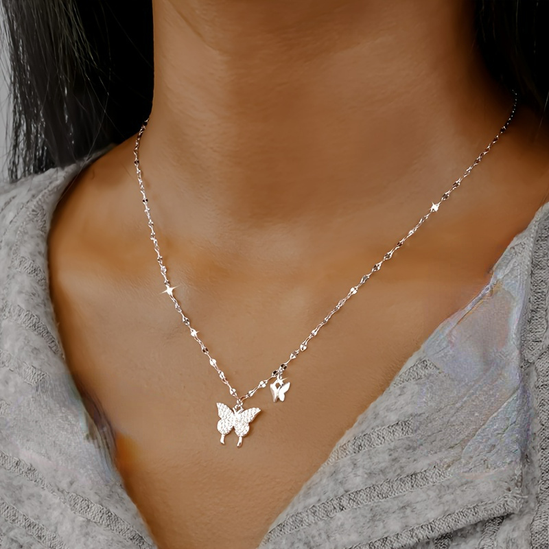 

Hypoallergenic Butterfly Pendant Chain Necklace With Gift Box For Women Gift