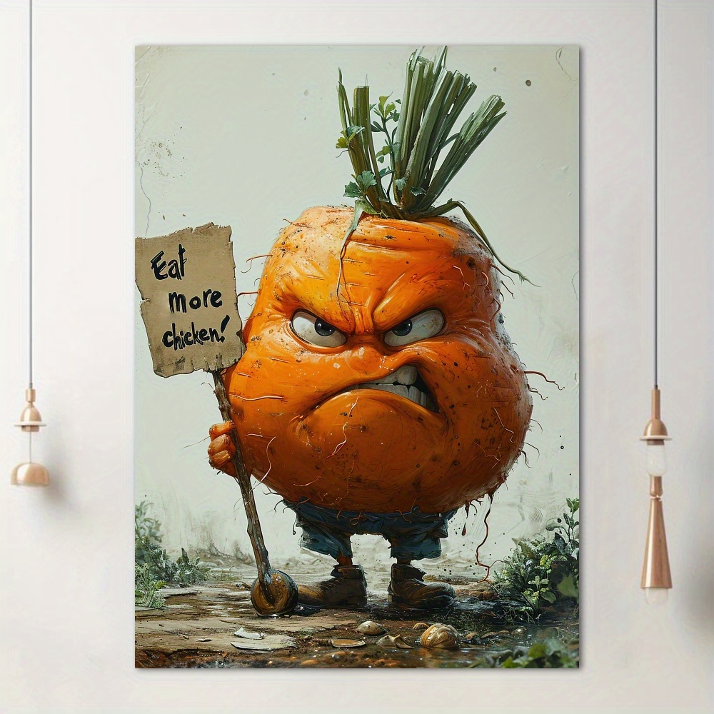 

1pc, Angry Funny Carrot Poster Canvas Wall Art For Home Decor, Plant Lovers Poster Wall Decor High Quality Canvas Prints For Living Room Bedroom Kitchen Office Cafe Decor, Perfect Gift And Decoration