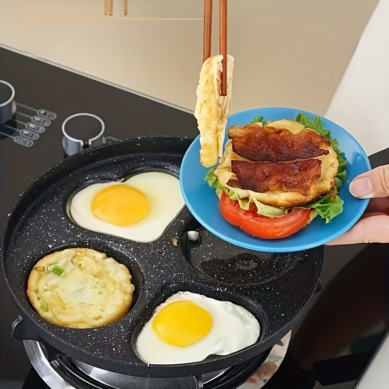 1pc stainless steel handle non stick   multi section breakfast pan with burger egg mold compatible with gas stove top induction cooker kitchen utensils gadgets details 6