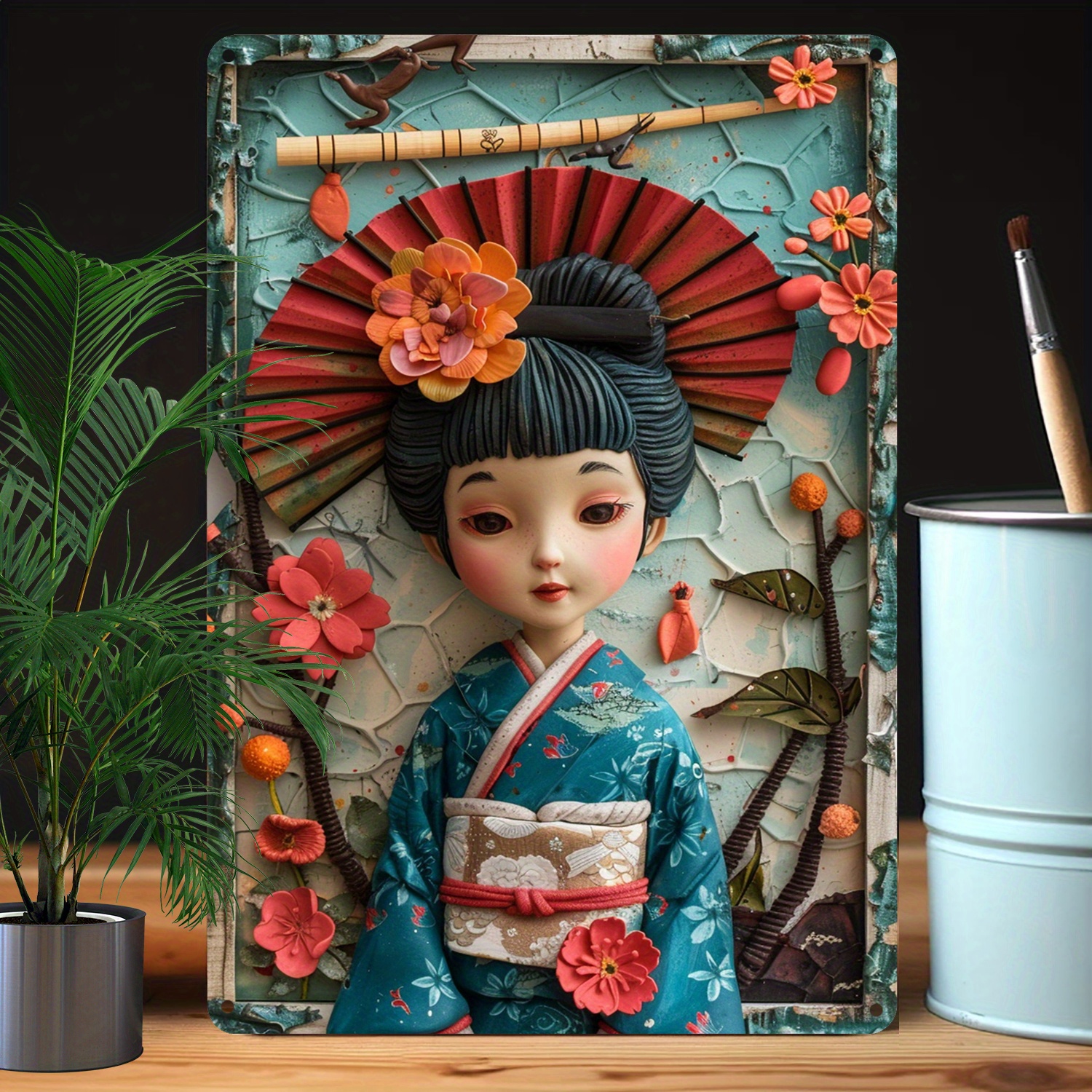 

Vintage Japanese Kimono Aluminum Tin Sign - 8x12 Inches, Perfect For Bedroom, Living Room, Bathroom & Garden Decor | Ideal Mother's Day & Thanksgiving Gift