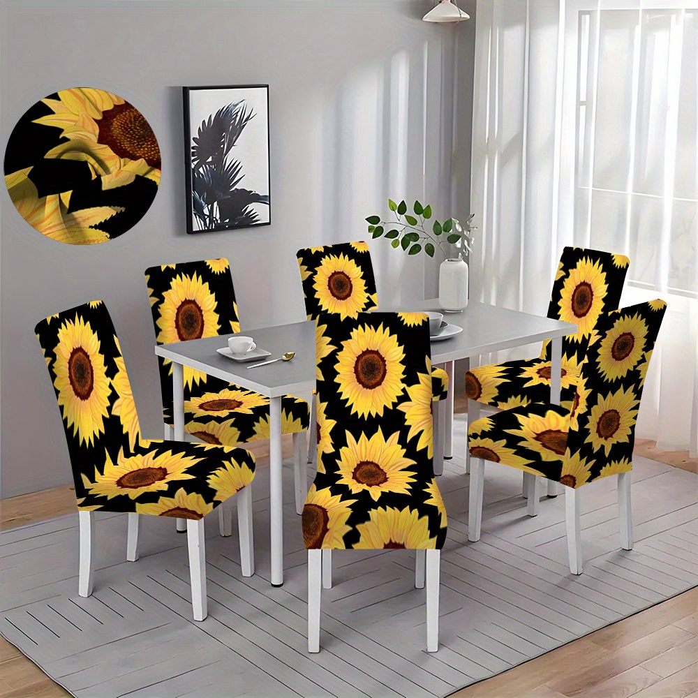 

2/4/6pcs Stylish Pastoral Sunflower Chair Slipcovers, Dining Chair Covers Dustproof Home Protection Covers, Suitable For Dining Room Living Room Office Home Decor