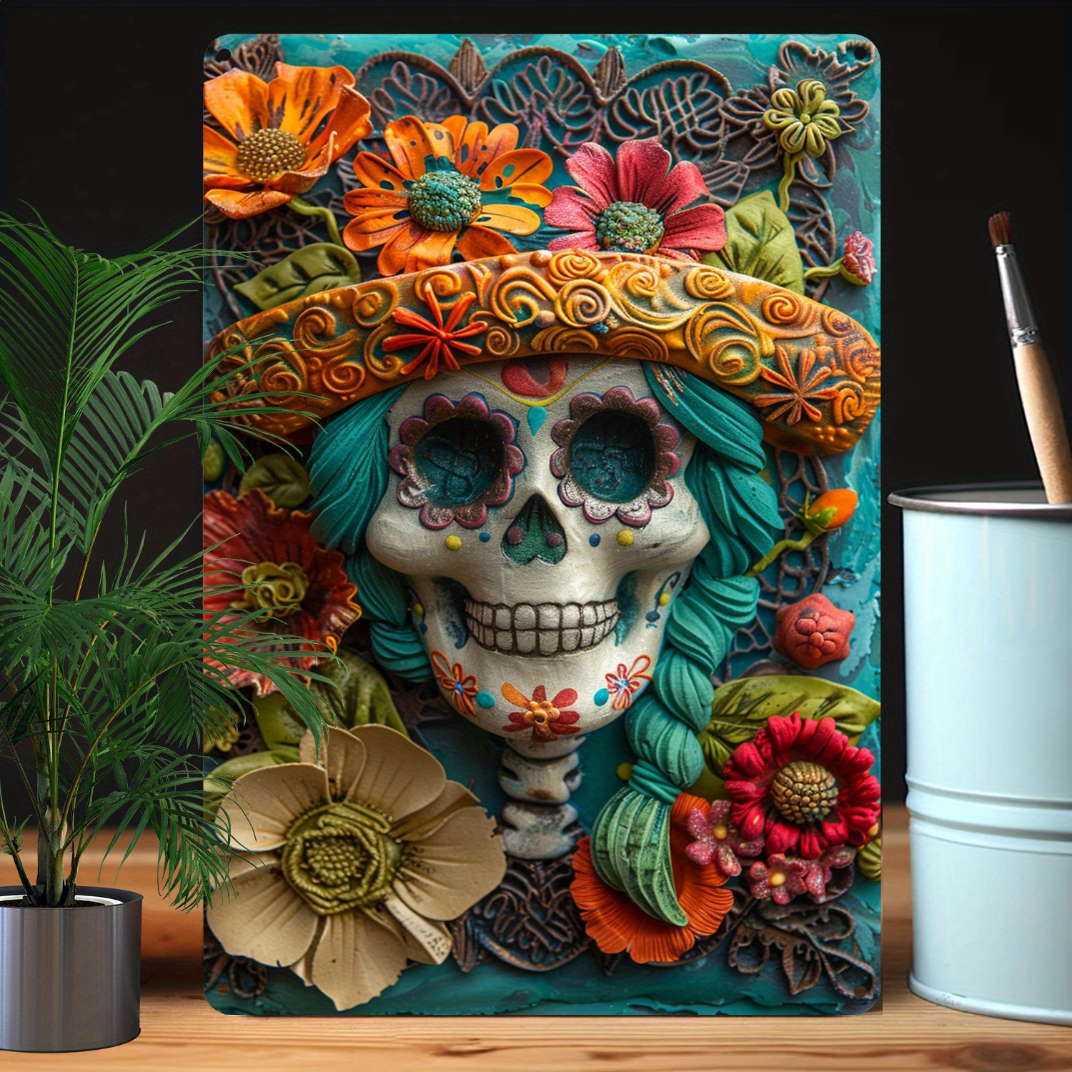 

Vintage-inspired Metal Tin Sign 8x12" - Perfect For Autumn & Winter Decor, Ideal For Apartments, Offices, Kitchens, Studios, And Classrooms - Unique Gift For Valentine's Day Or Day Of The Dead