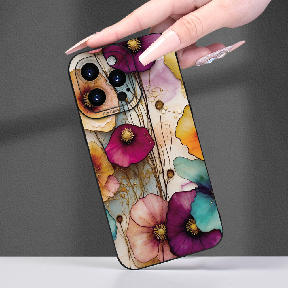

Vintage Floral Pattern Soft Tpu Protective Phone Case For 7/8/x/xs/xr/11/12/13/14/15 Plus Pro Max Mini - Perfect Gift For Girlfriend, Boyfriend, Women, Men, Husband, Wife, Friends Or Self