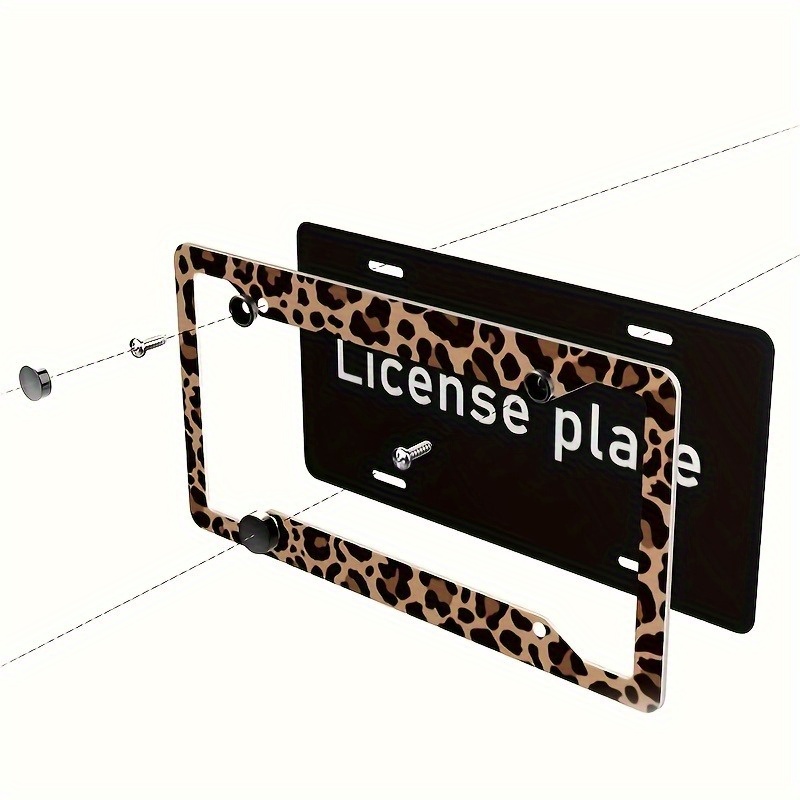 

1pc Leopard Print License Plate Cover, License Plate Frame