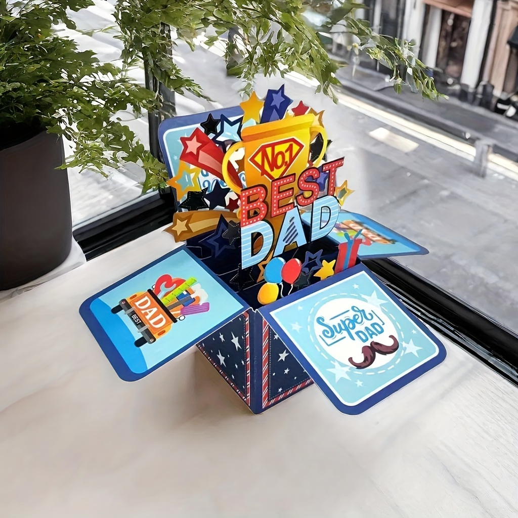 

Best Dad 3d Pop-up Greeting Card Box - Foldable Father's Day & Birthday Surprise, Perfect For Gift Messages & Party Decorations