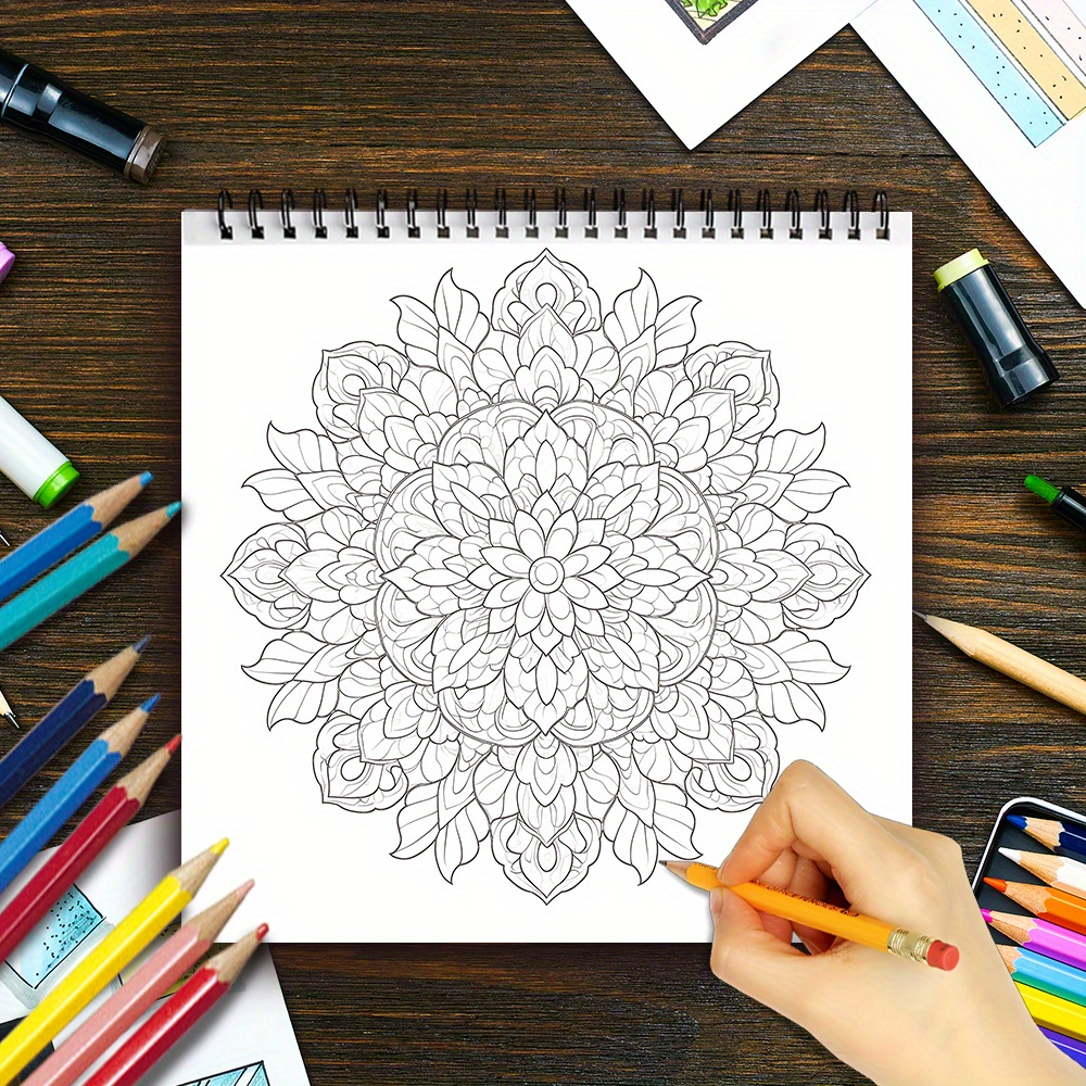 30 sheet spiral bound adult coloring book for soothing anxiety relief 8 3x8 3 inches 100gsm thick paper intricate floral     women s relaxation   anxiety relief coloring intricate patterns spiralbound book coloring book for adults