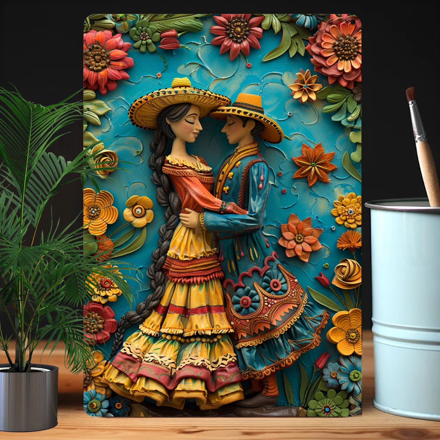 

1pc Spanish Flamenco Dancer Aluminum Metal Tin Sign - 2d Effect Floral Design, Moisture Resistant, High Bend Resistance, Vintage Wall Art For Home, Garden, Studio, Classroom Decor - Ideal Gift A1348