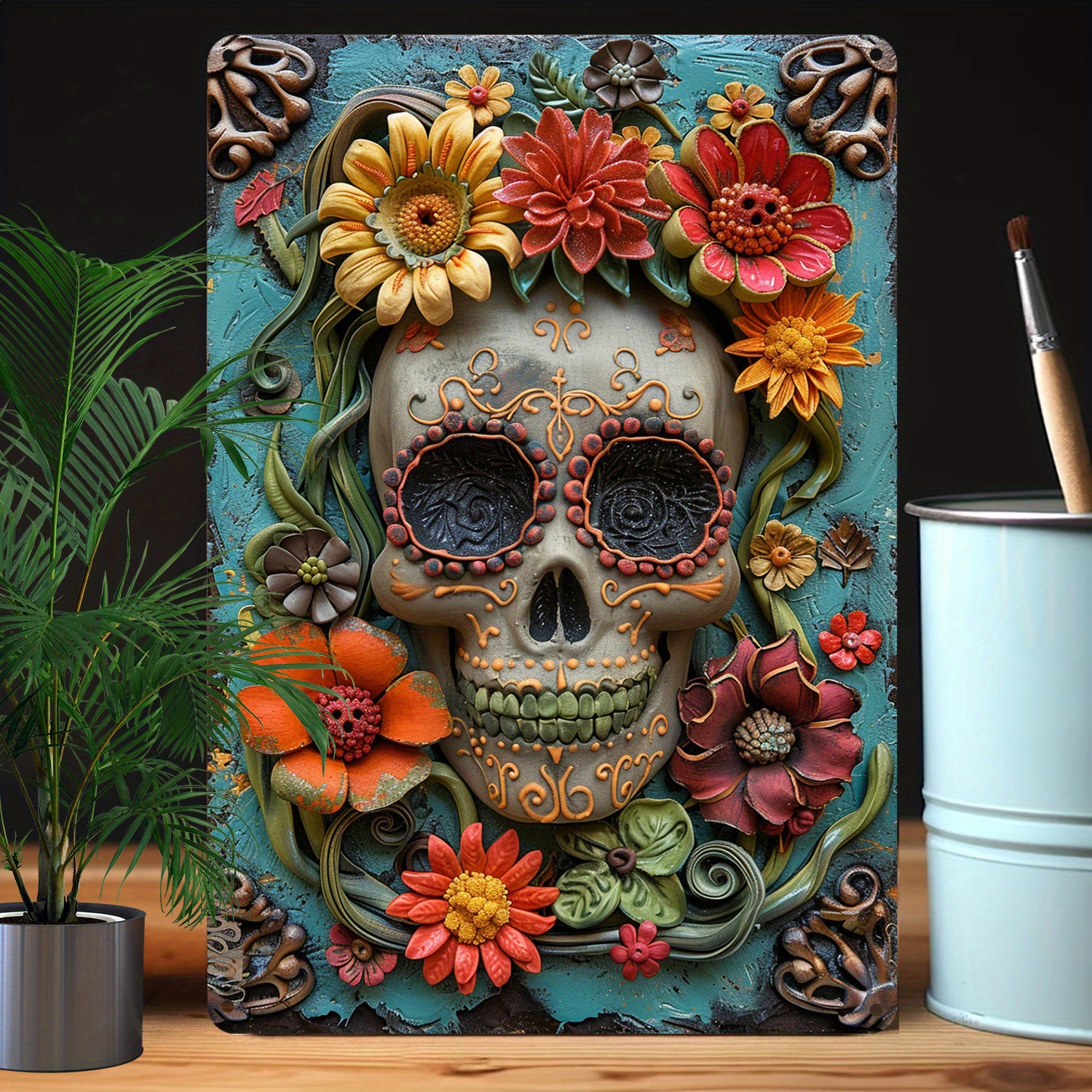 

Vintage-inspired 8x12" Metal Tin Sign - Perfect For Spring & Summer Decor, Ideal For Apartments, Gyms, Bathrooms, Gardens, Studios, Classrooms - Unique Day Of The Dead Theme, Great Gift For Friends