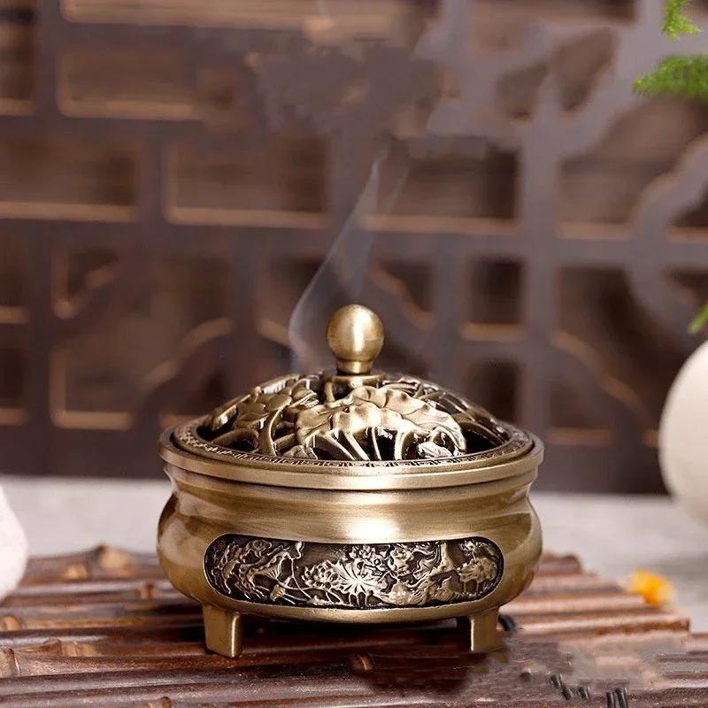 

Vintage Copper 3-legged Incense Burner - Aromatherapy Stove For Home & Tea Ceremony Decor Incense Burner Holder Coil Incense Holder