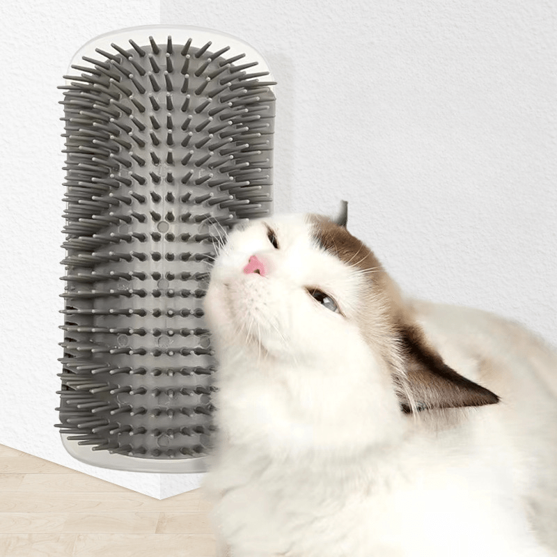 

Cat Corner Groomer With Plastic Bristles – Self-massaging Pet Brush For Shedding And Relaxation – Durable Wall-mounted Design For All Cat Breeds