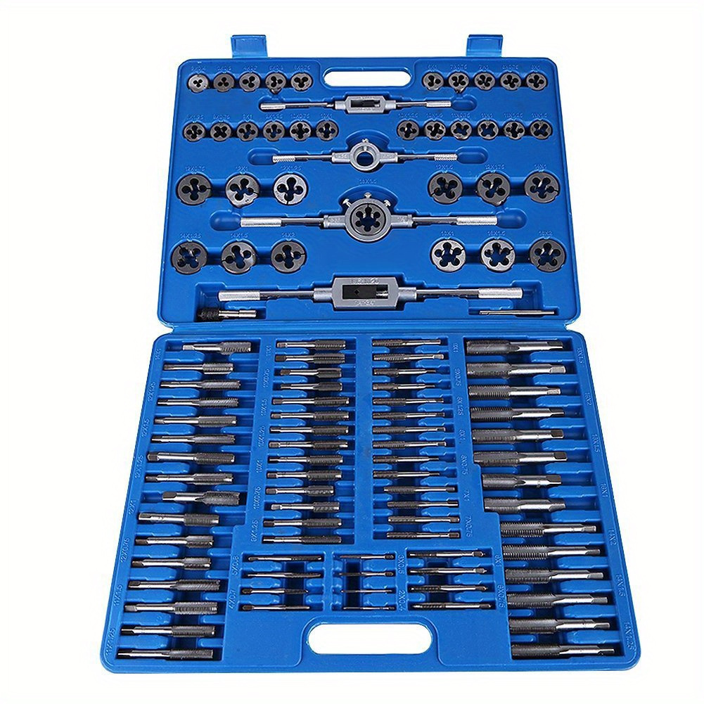 

110pcs Master Tap And Die Set M2‑m18 Screw Nut Thread Taps Dies With Wrench Essential Threading Tool Kit With Storage Case