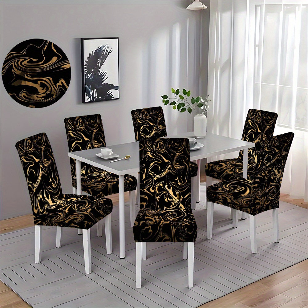 

2/4/6pcs Fashion Golden Pattern Chair Slipcovers, Dining Chair Cover Dustproof Home Protective Cover, Suitable For Dining Room Living Room Office Home Decoration