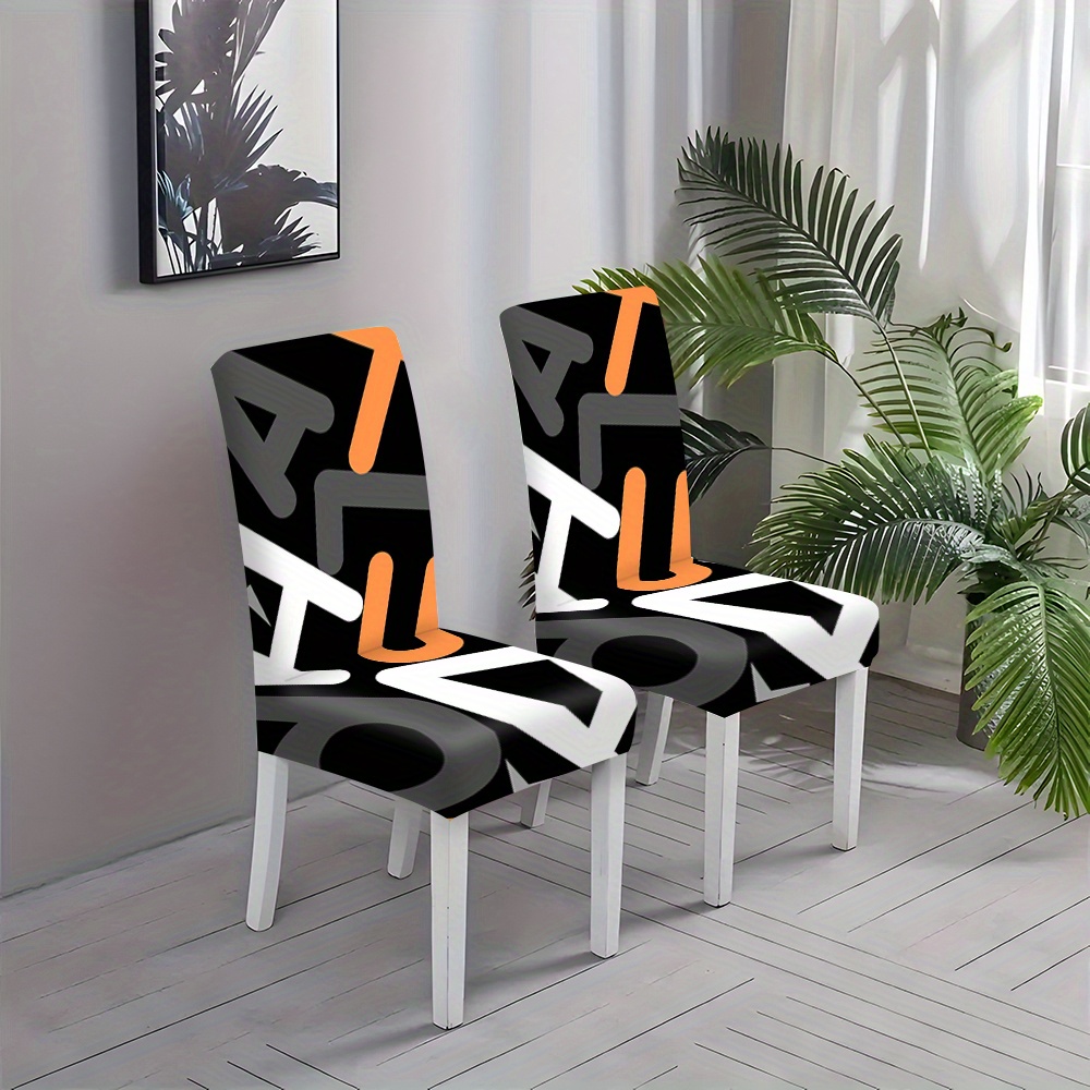 

Contemporary Elastic-band Chair Slipcovers – 2/4/6pcs Set, Polyester Stretch Dining Chair Seat Protector Covers, Machine Washable, Slipcover-grip For Home, Office & Dining Room Decor