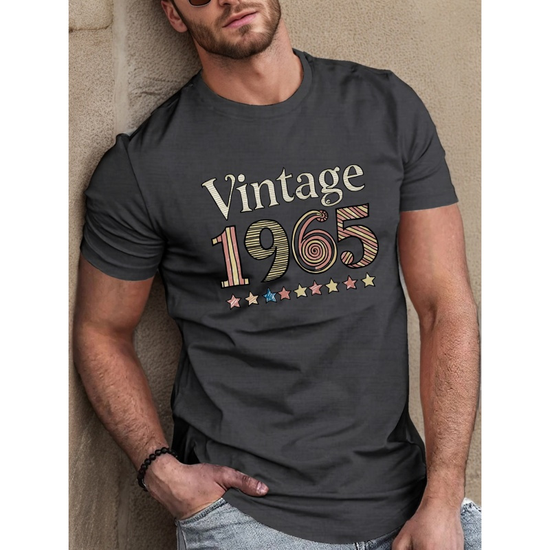 

Classic Vintage 1965 Print T-shirt, Stylish & Breathable Street , Simple Lightweight Comfy Top, Casual Crew Neck Short Sleeve T-shirt For Summer