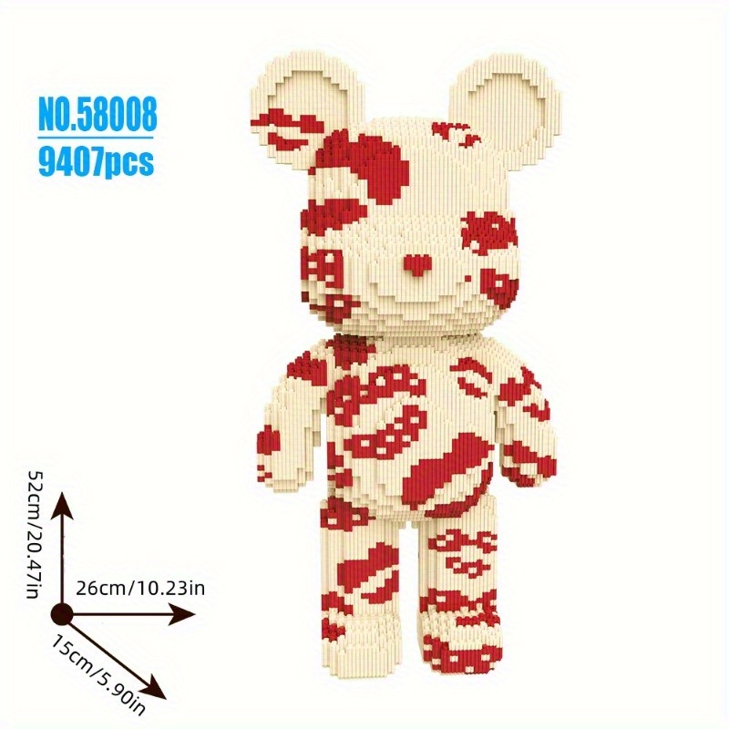 

Adorable 9407-piece Bear Building Blocks Set - Perfect For Home Decor & Holiday Gifts, Durable Abs Material, Ideal For Teens & Adults