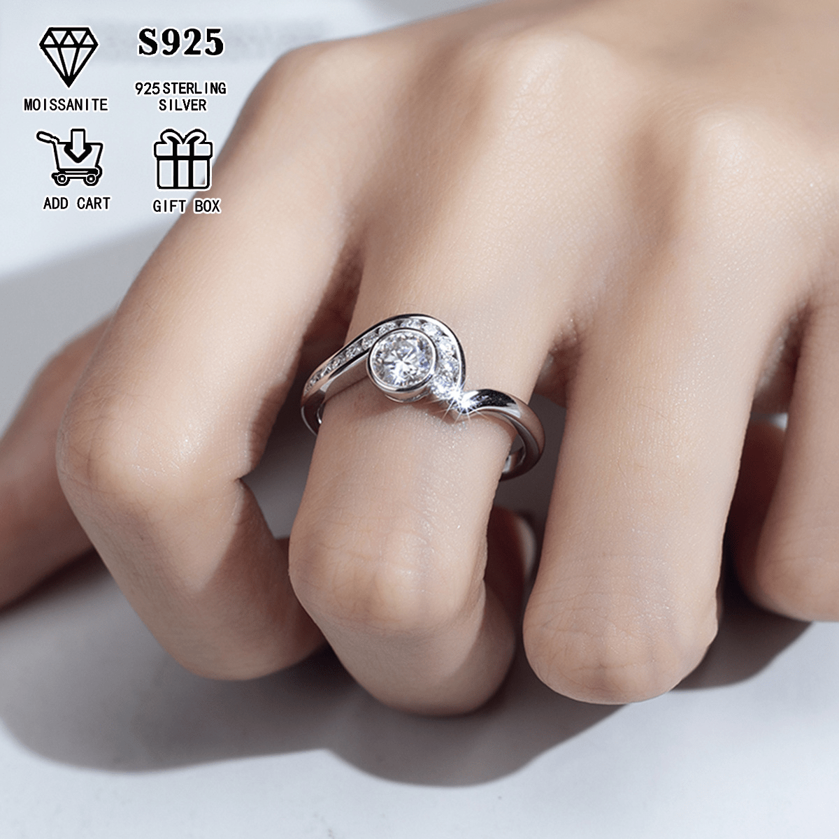 elegant 2ct 1ct moissanite engagement ring hypoallergenic s925 sterling silvery     special occasions   gift box certificate details 1