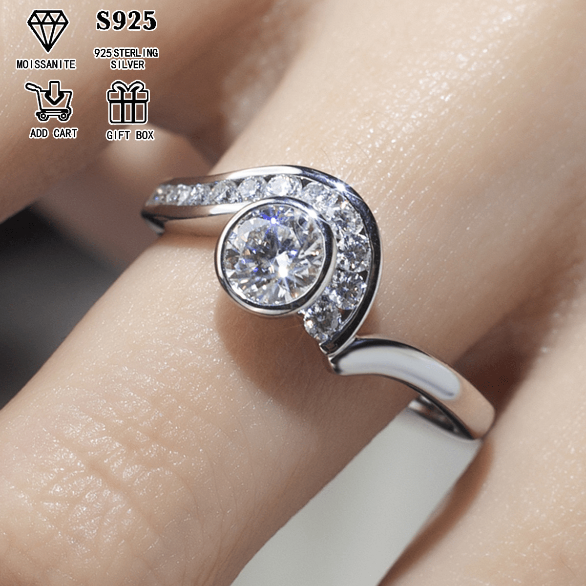 elegant 2ct 1ct moissanite engagement ring hypoallergenic s925 sterling silvery     special occasions   gift box certificate details 2