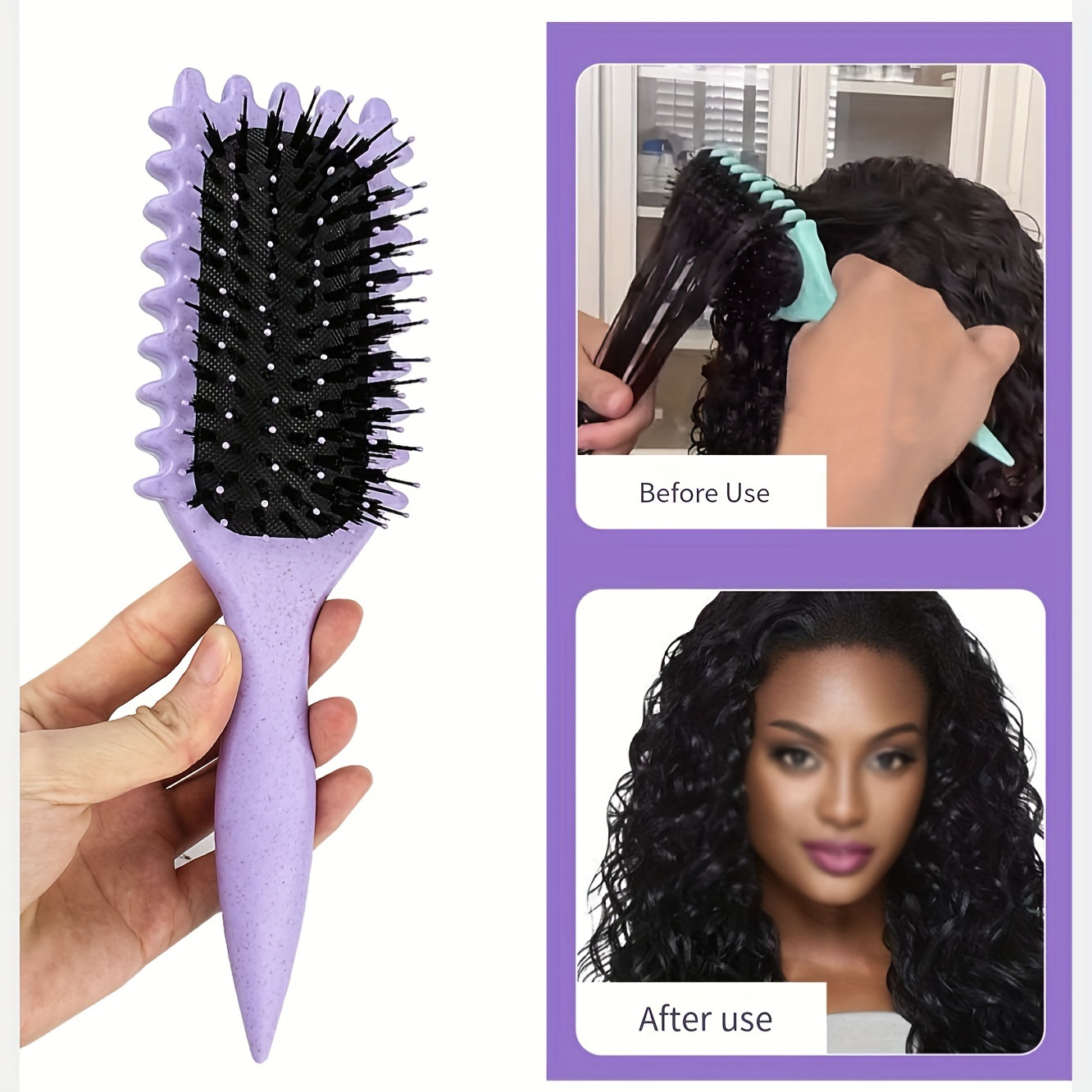 

Detangling Spring Styling Brush, Flexible Bristle Hairbrush For Curly Hair, Gentle Grip Design, Hair Care Tool For Defined Curls, Ideal Gift For Women