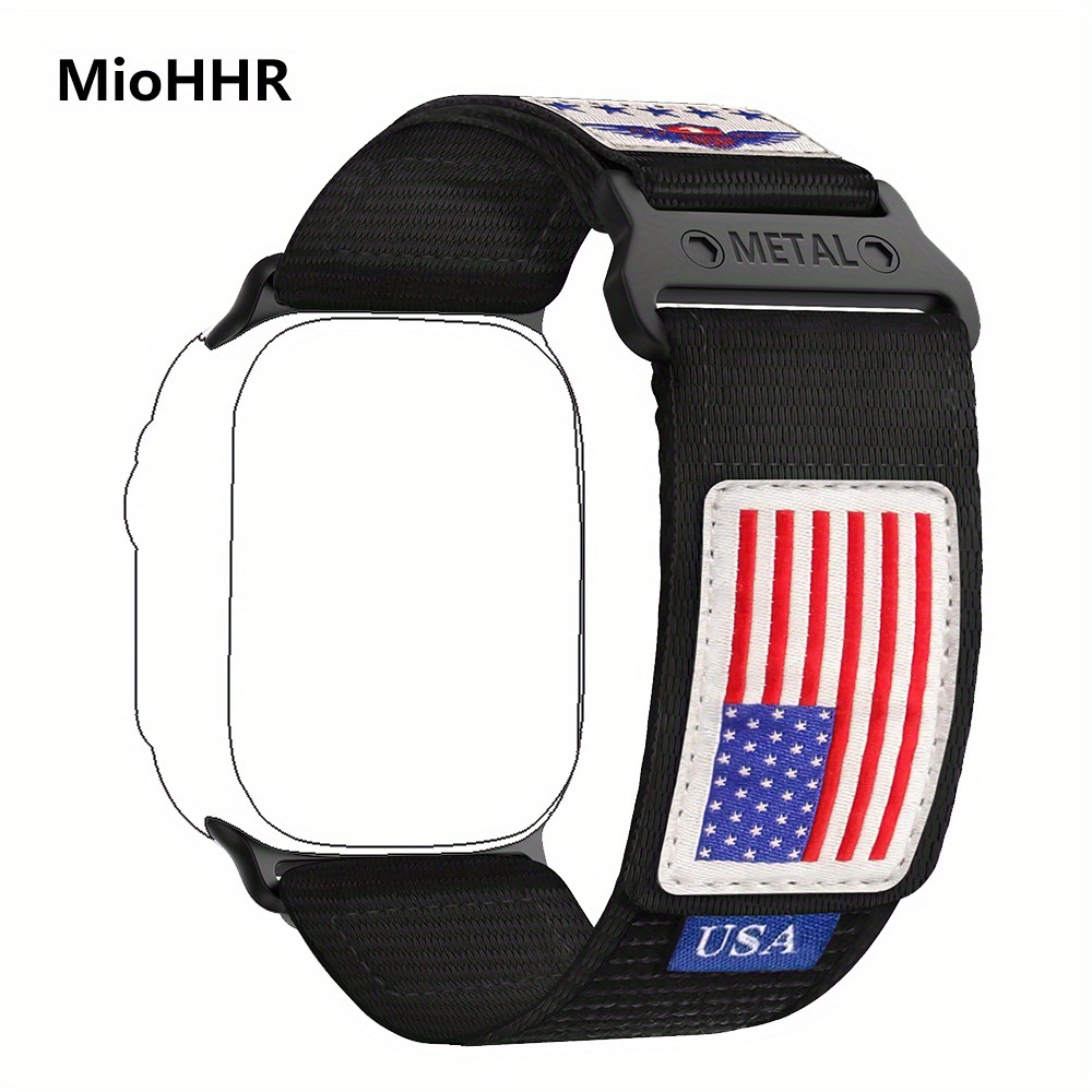 

Rugged Nylon For Watch Ultra/2 Band 49mm Iwatch Bands 45mm 44mm 42mm Men, Soft Woven Adjustable Stars-stripes Flag Wristbands Strap For Watch 9/8/7/6/5/4/3/se/ultra2 44/45/49 Mm