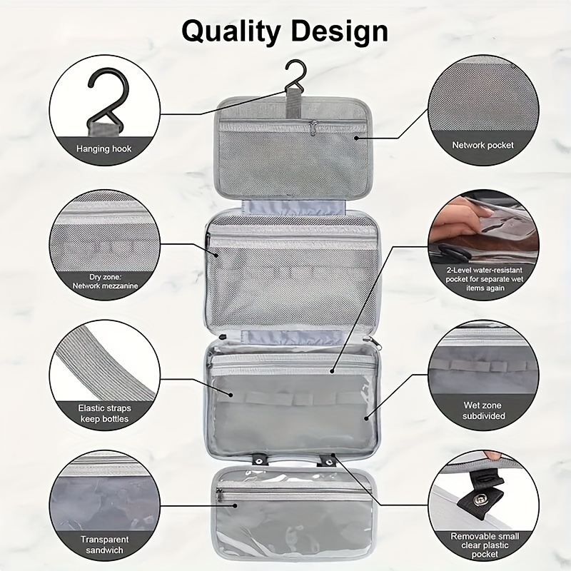 

Large Capacity Travel Toiletry Bag - Wet/dry Separation, Waterproof Folding Design, Multifunctional Cosmetic Storage For Various Travel Needs