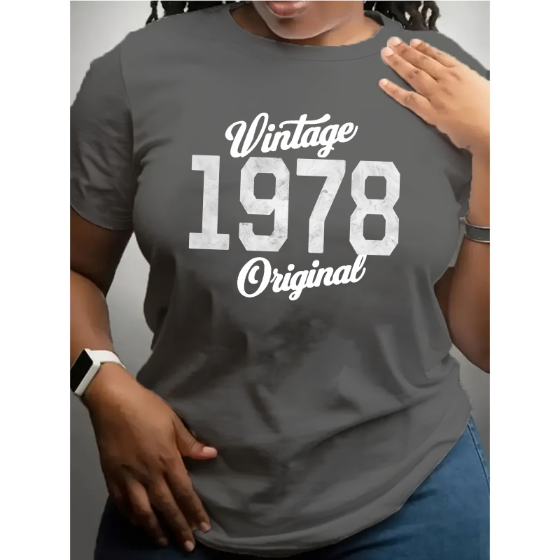 

Retro 1978 Original Style Print T-shirt, Casual Crew Neck Short Sleeve T-shirt For Spring & Summer, Women's Clothing