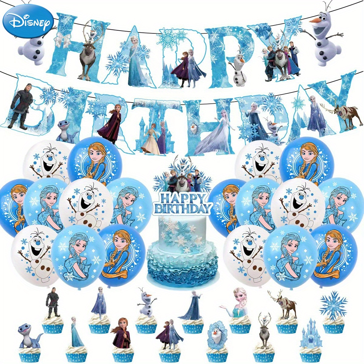 

Disney Princess & Anna Birthday Party Decorations - Includes Balloons, Banner, And Cake Toppers For Ages 14+ | Ume Authorized