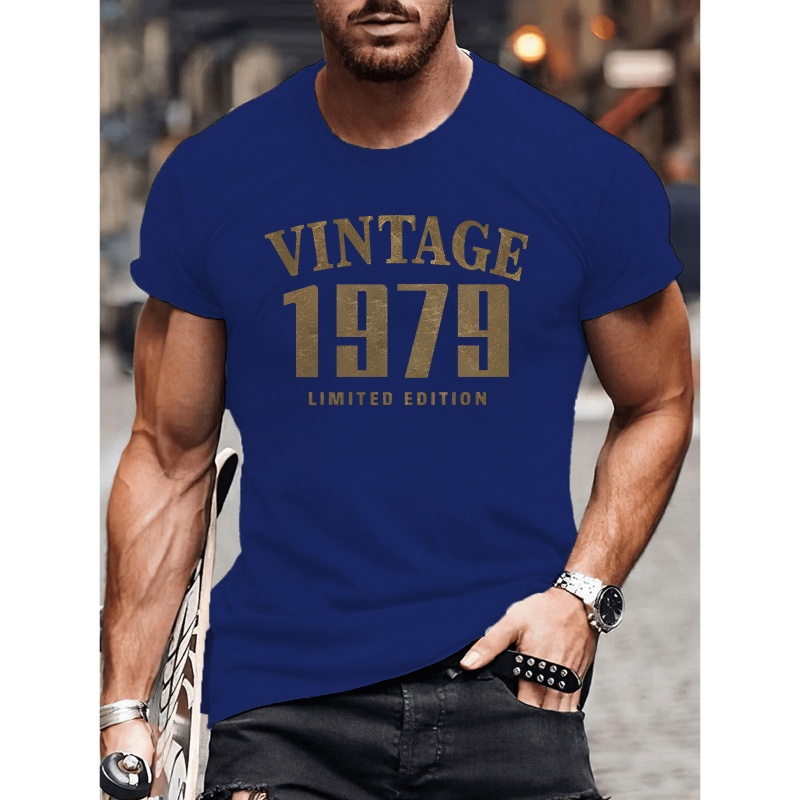 

Vintage 1979 Limited Edition Print T-shirt, Stylish & Breathable Street , Simple Lightweight Comfy Top, Casual Crew Neck Short Sleeve T-shirt For Summer