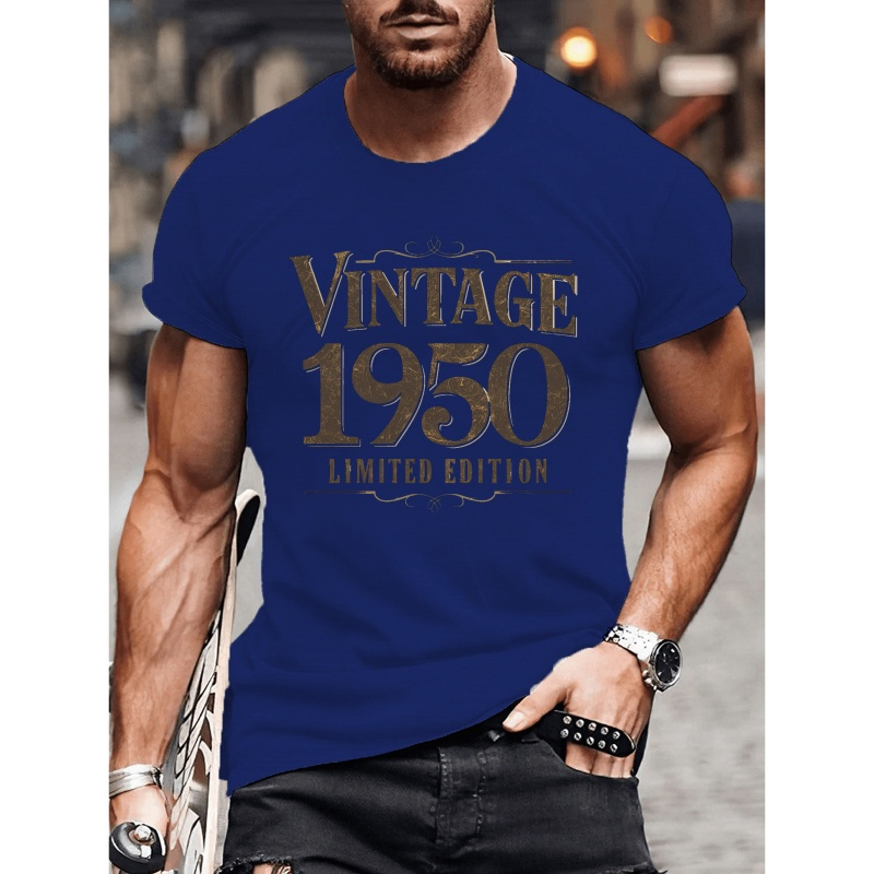 

T-shirt vintage 1950, mode et respirante pour homme, haut simple et léger, confortable, t-shirt décontracté à col rond et manches courtes pour l'été