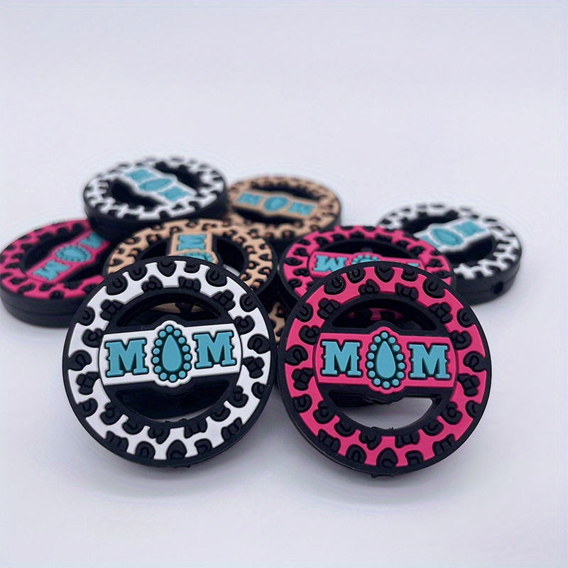 

6-piece 'mom' Silicone Bead Set For Diy Jewelry - Perfect Mother's Day & Birthday Gift, Adorable Charm Crafting Kit With Decorative Spacer Beads