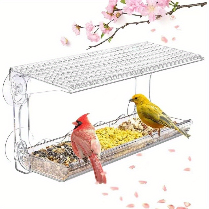 Image of Fashionable Outdoor Window Bird Feeder, Convenient Transparent Window Birdhouse With No-drill Strong Suction Cup Installation