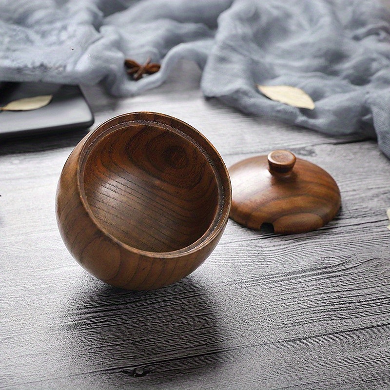 2 Stück Gewürzbehälter Aus Holz – Mit Löffel & Deckel, Natürliche Aufbewahrung Für Salz, Zucker & Gewürze