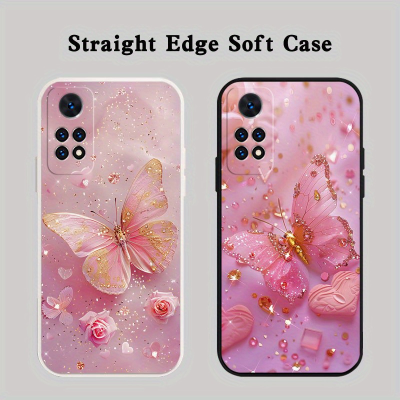 

Sparkling Butterfly And Roses Tpu Phone Case For Xiaomi Redmi Series - Soft, Durable, And Fashionable Protective Cover