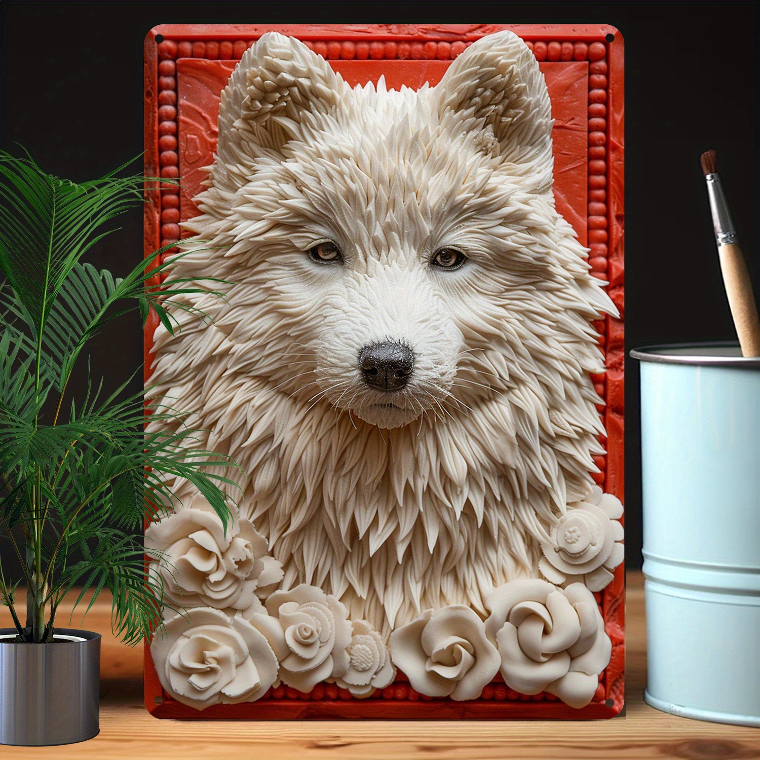 

Samoyed Dog 3d Relief Aluminum Artwork Sign, 8x12 Inches - Moisture Resistant Decorative Tin Wall Art With High Bend Resistance For Home & Office Decoration - Durable Metal Samoyed Theme Gift A1775