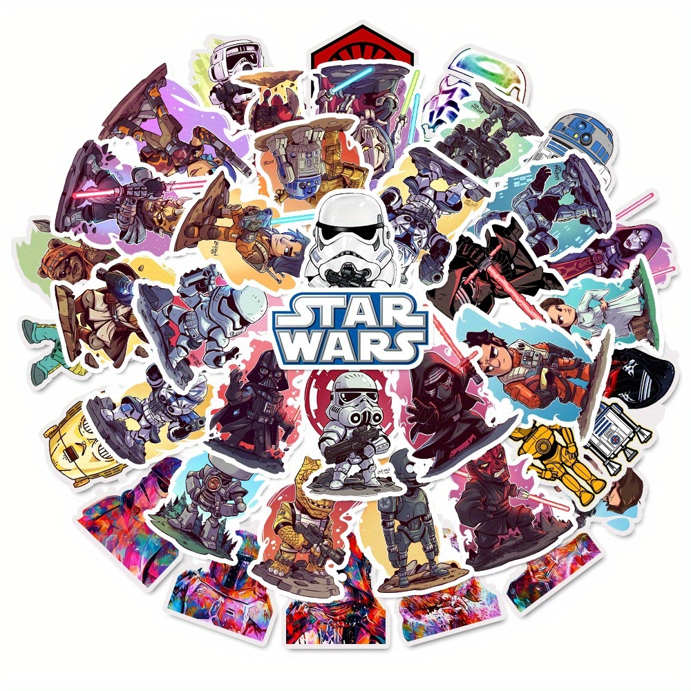 

Star Wars Stickers 50 Pcs, Officially Licensed Disney Classic Movie Graffiti Decal Set, Waterproof Vinyl For Laptop, Skateboard, Luggage, Matte Finish, Irregular Shape, Single Use - By Ume