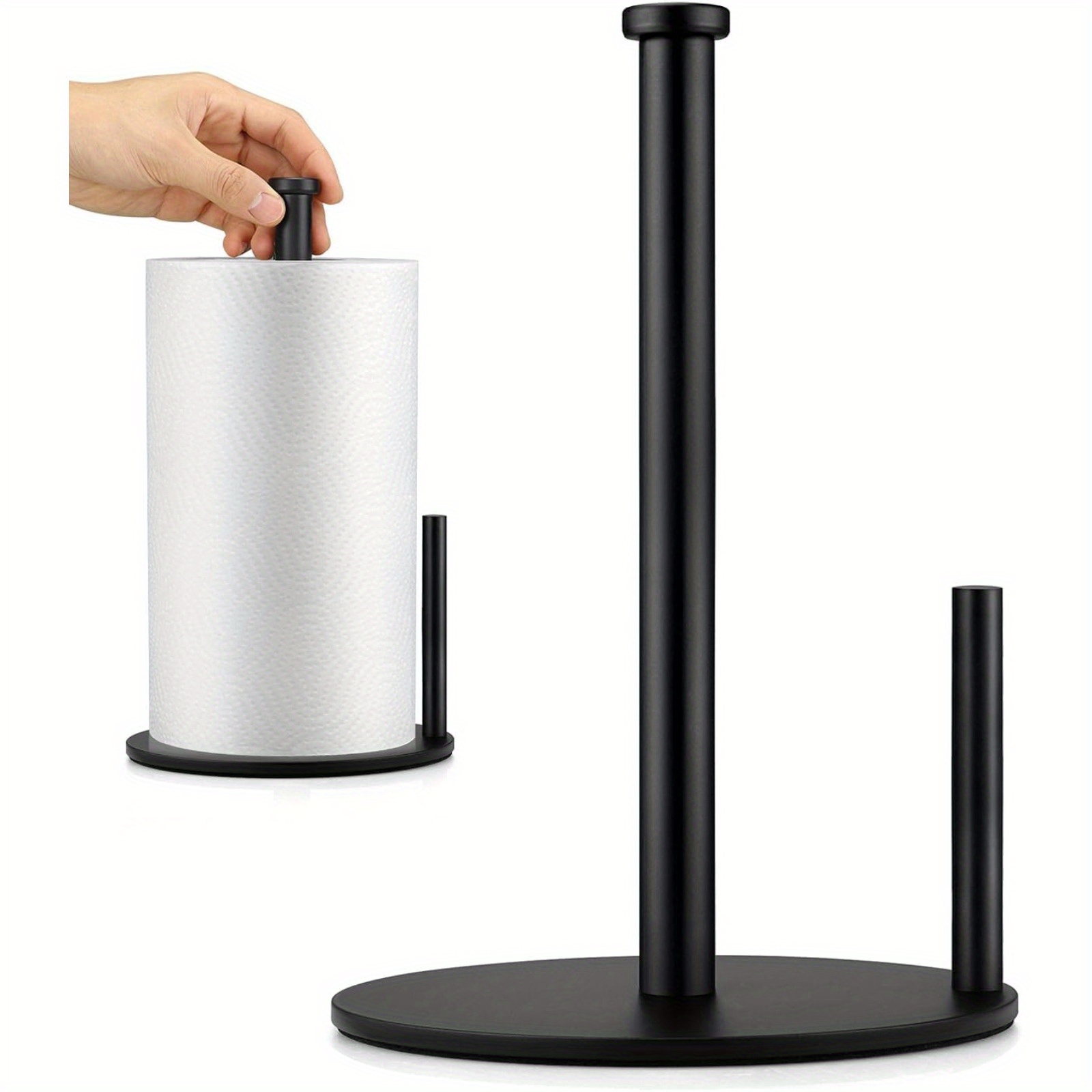 

Stainless Steel Paper Towel Holder Stand - Sturdy Weighted Base, Easy Tear Design For Kitchen & Bathroom Countertop Use