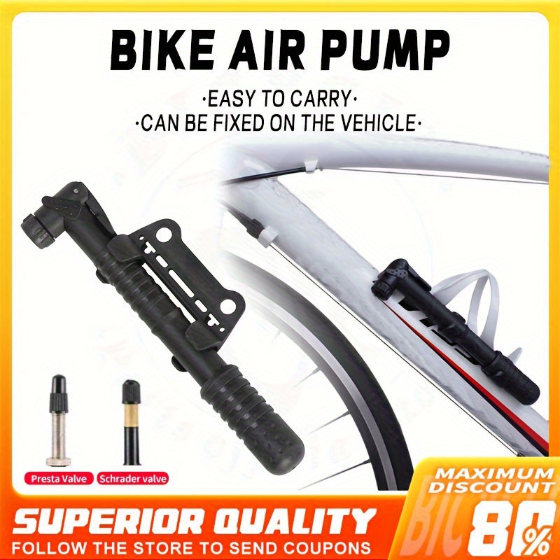 

Portable Mini Bike Pump With Bracket, 120 Psi, Dual Valve Compatible With Presta & Schrader, Lightweight, , Bicycle Hand Pump For Bikes