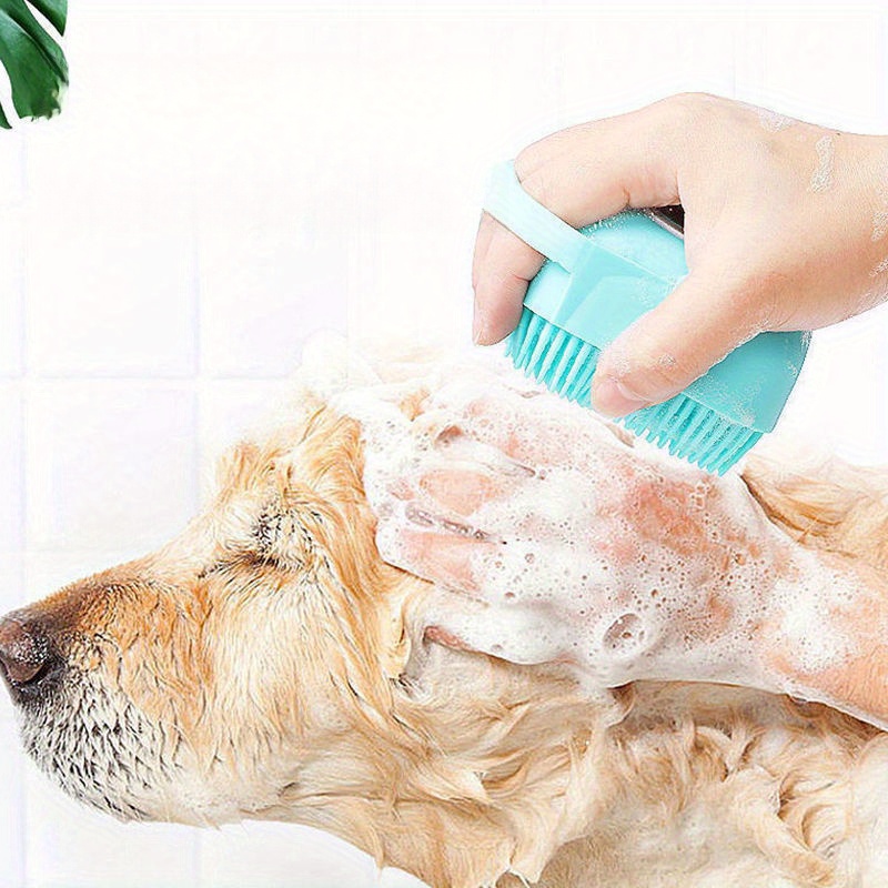 

Silicone Pet Grooming Brush - Gentle Massage & Hair Removal Tool For Dogs And Cats, Soft Sponge Bath Comb